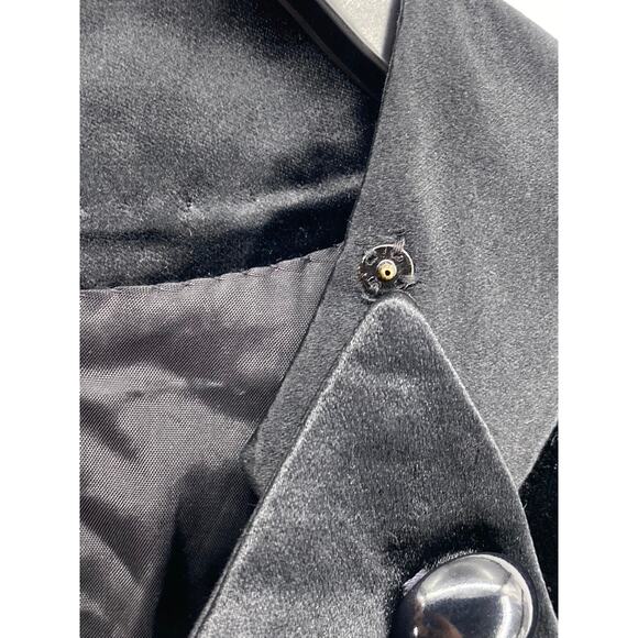 VALENTINO BOUTIQUE Women's Vintage Rare Black Velvet Offset Button-Down Gown SZ6 - Picture 6 of 12